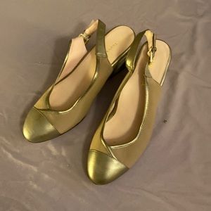 Size 9 m taryn rose nude sling back wedges